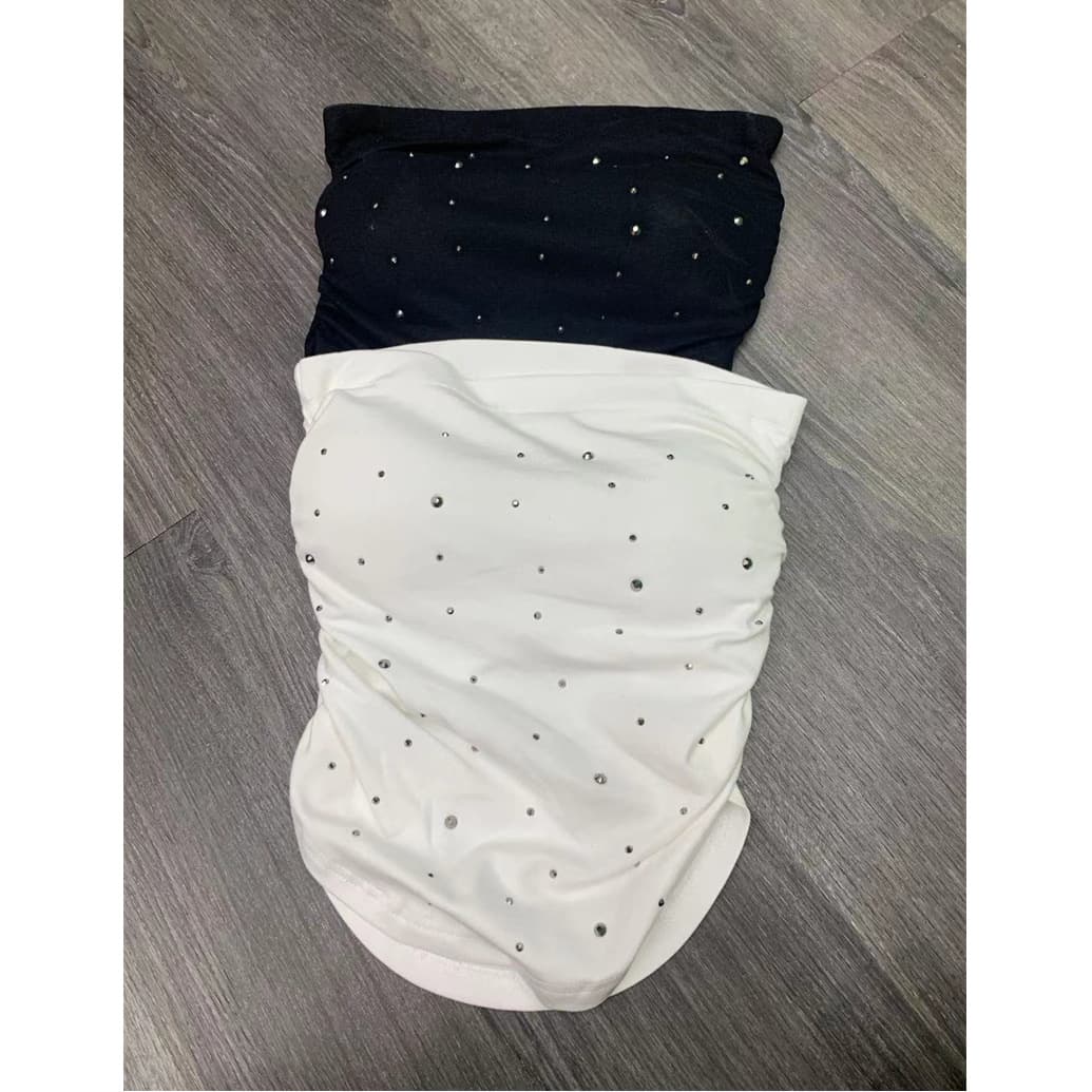 Sexy Bandeau Slim Fit Nightclub Glitter Rhinestone Top Pure Color Trendy Vest for Younger Appearance Live Broadcast Hot Girl