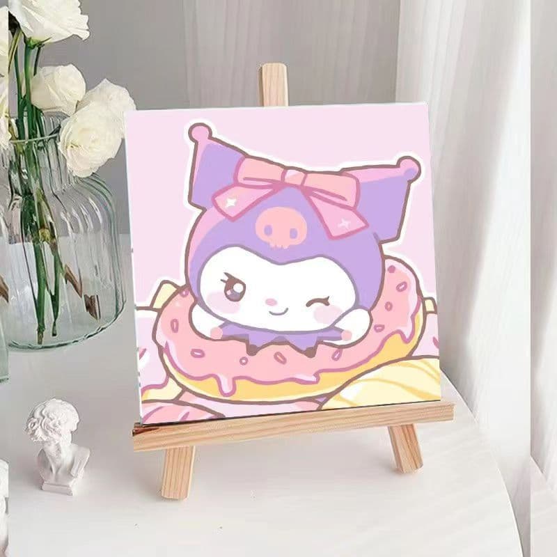 30*30 Children's Digital Oil Painting Anime DIY Kuromi Hand-painted Coloring Painting Decorative Cartoon Art
