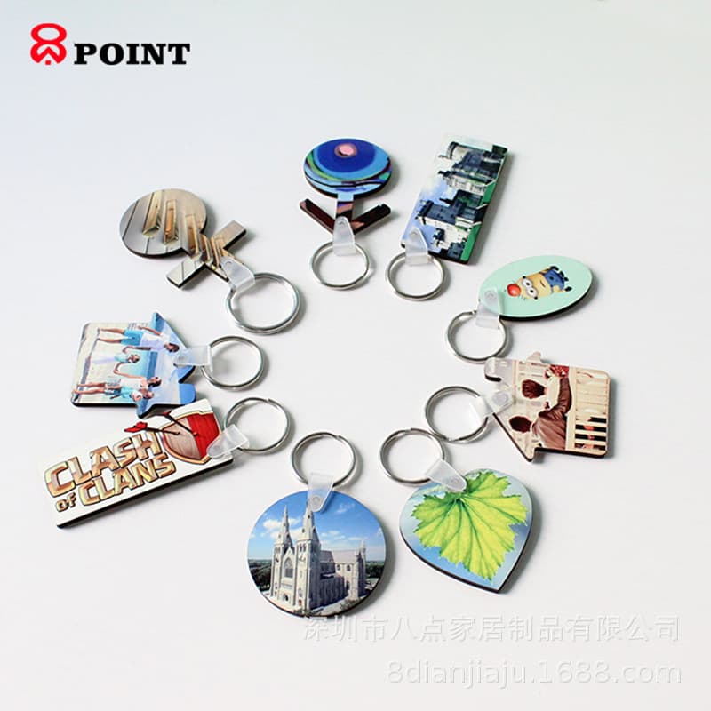 Blank Heat Transfer Keychain, Sublimation Wooden Keychain Tag, Printable MDF Sublimation Key Tag