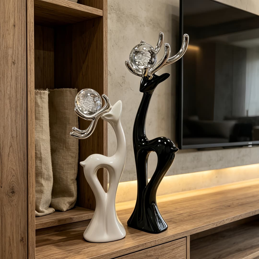 Modern Fulu Ceramic Entryway Decoration High-End Living Room Ornament Simple Housewarming Gift Luxury TV Cabinet