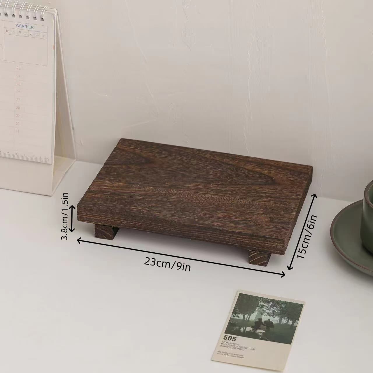 Solid Wood Decorative Tray Black Walnut Base Rectangular Stand Home Display Tabletop