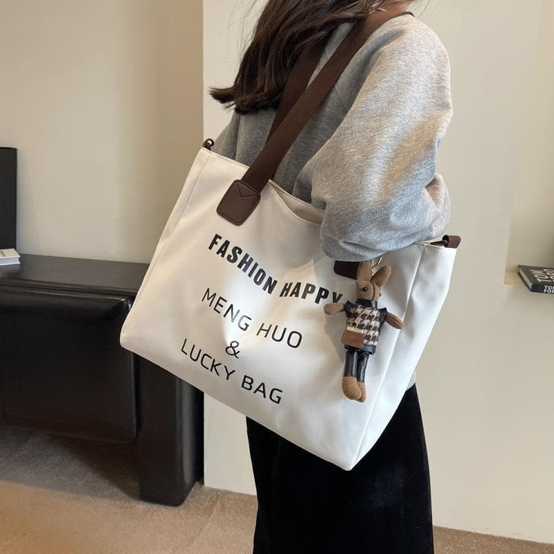 Literary and artistic large-capacity student canvas bag women's shoulder portable tote bag for class versatile remedial cross-body backpack