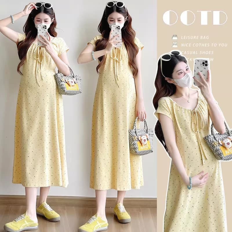 French maternity summer dress 2026 new style dress trendy mom wear during pregnancy to cover pregnancy belly and slim down maternity dress summer dress