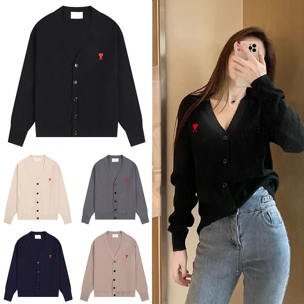 European and American trendy brands 26 new autumn and winter knitted woolen sweaters for men and women couples cardigans embroidered heart sweater jackets