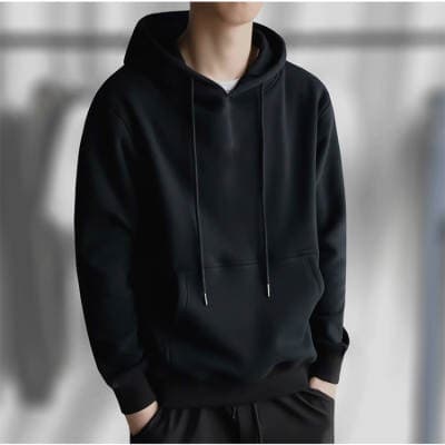 New Unisex Classic Blank Hoodie Solid Fleece Pullover Youth Trendy Hooded Sweatshirt Loose Fit