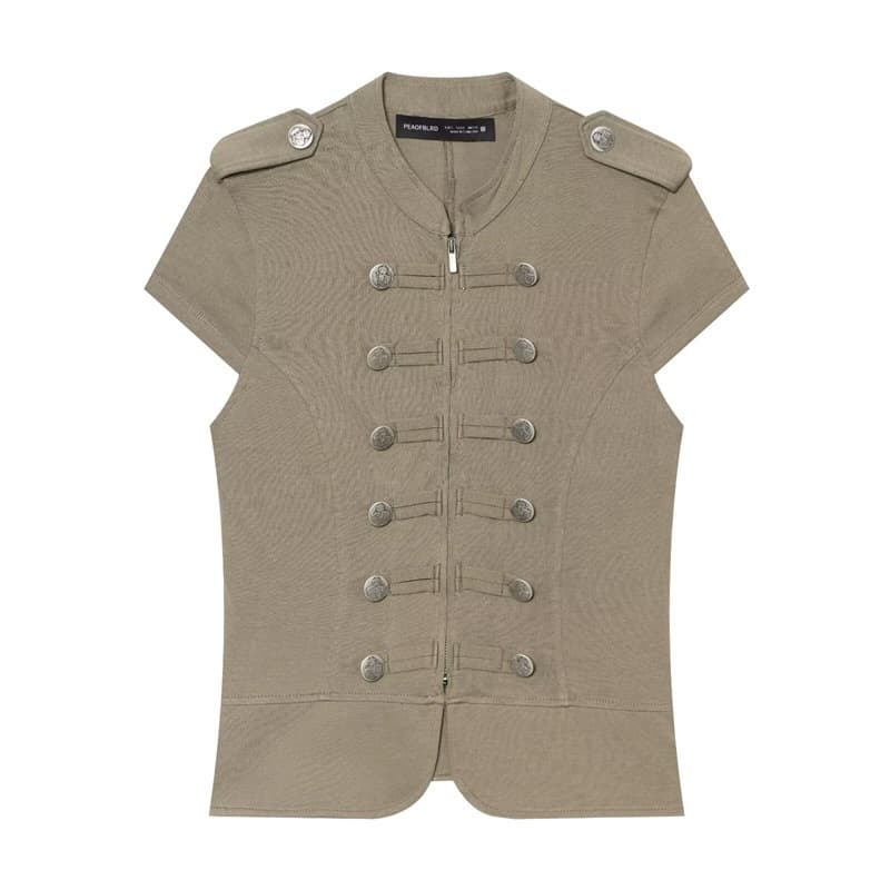 Foreign Trade Order! Women's Clothing Wholesale 2025 New Autumn and Winter European and American Style Zipper and Button-Decorated Vest 0264038