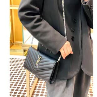 Original Tag Fast Ship Caviar Envelope Bag YSL Bag Women with Tag Chain Small Niche Design Genuine Leather Envelope Bag