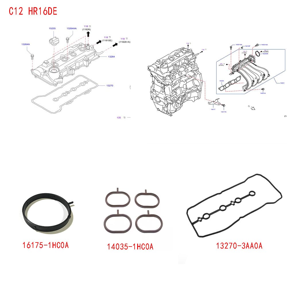13270-3AA0A, 16175-1HC0A, and 14035-1HC0A are suitable for Nissan vehicles.