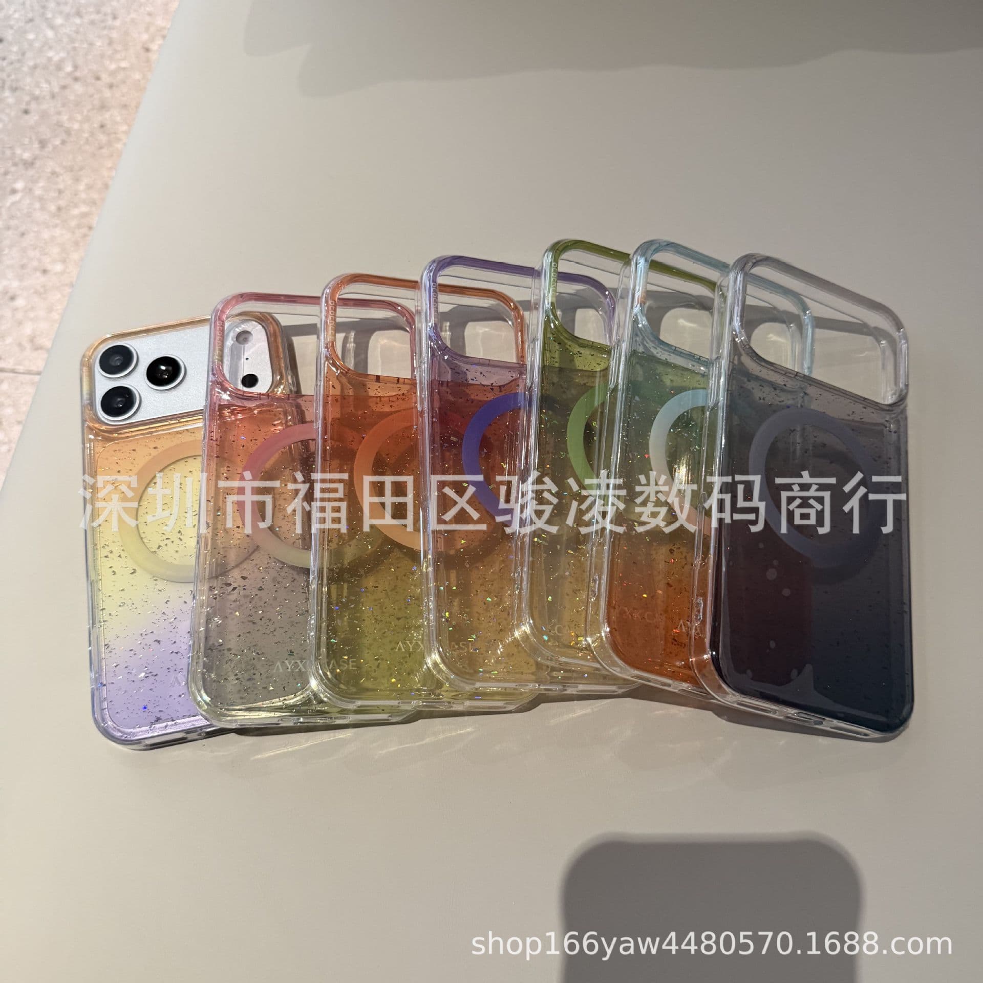 Magnetic Starry Glitter Gradient Case for iPhone 17 Pro Max, Apple 16 Pro Full Coverage 15 Drop Protection