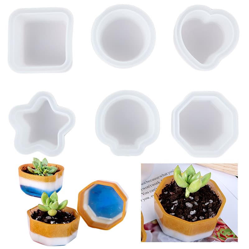Yixing Products Resin Mold Dish Succulent Planter Silicone Mold Mirror Amazon Resin 9 Styles Hot Sale