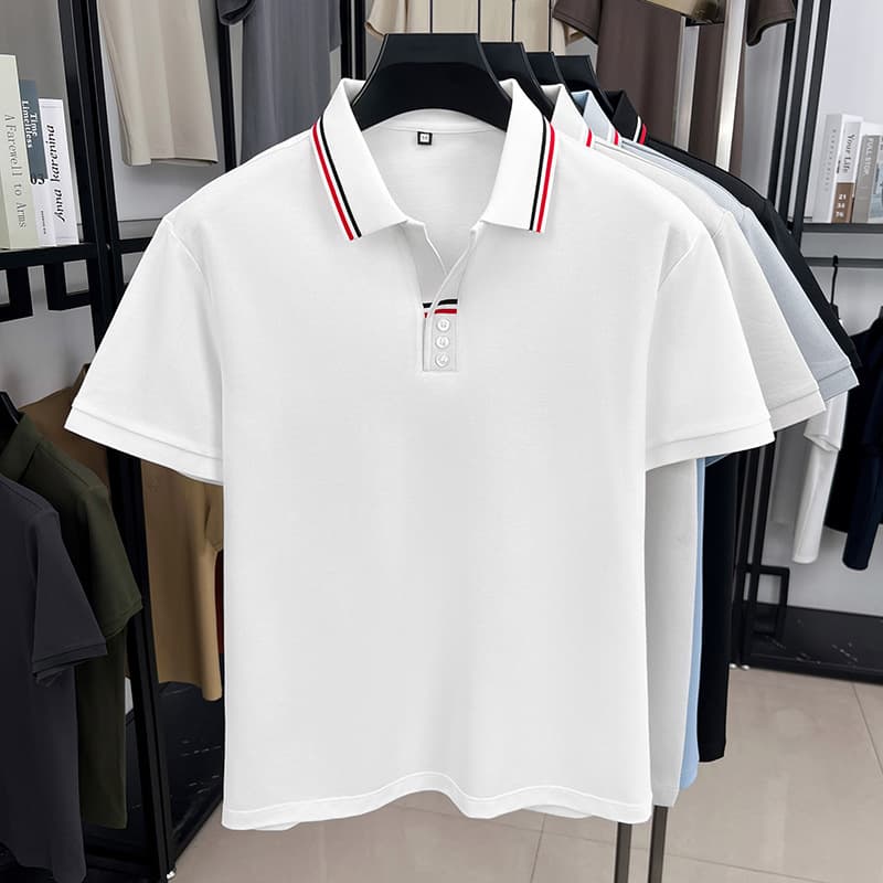 Cotton and Mulberry Silk Summer Short-Sleeve Polo Shirt T-Shirt Men Advertising Shirt Work Shirt Turn-Down Collar Team Uniform Workwear