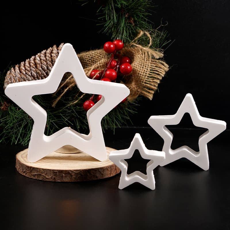Christmas DIY Hollow Star Plaster Mold Hollow Large Medium Small Five-Pointed Star Christmas Ornament Star Silicone Mold