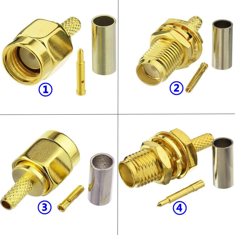 Coaxial RF Connector SMA Male Female Reverse Polarity RF Head SMA Crimp for RG316 RG174 LMR100 Connector