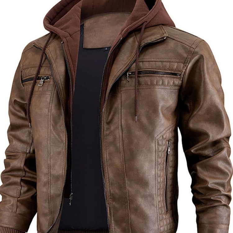 Men's PU Leather Jacket 2026 Spring/Autumn New Style Stand Collar Retro Soft Leather Motorcycle Jacket Wholesale Direct from Factory