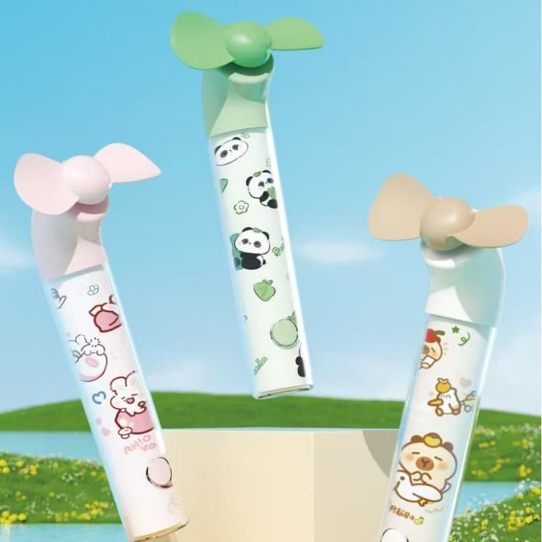 Cute Cartoon Handheld Mini Fan Portable Creative Fan Summer Mini USB Rechargeable Small Electric Fan