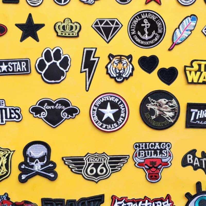 Self-Adhesive Patch No Sew Black Embroidered Badge Fabric Patch Down Jacket Clothing Pants Repair Patch Towards the Sun
