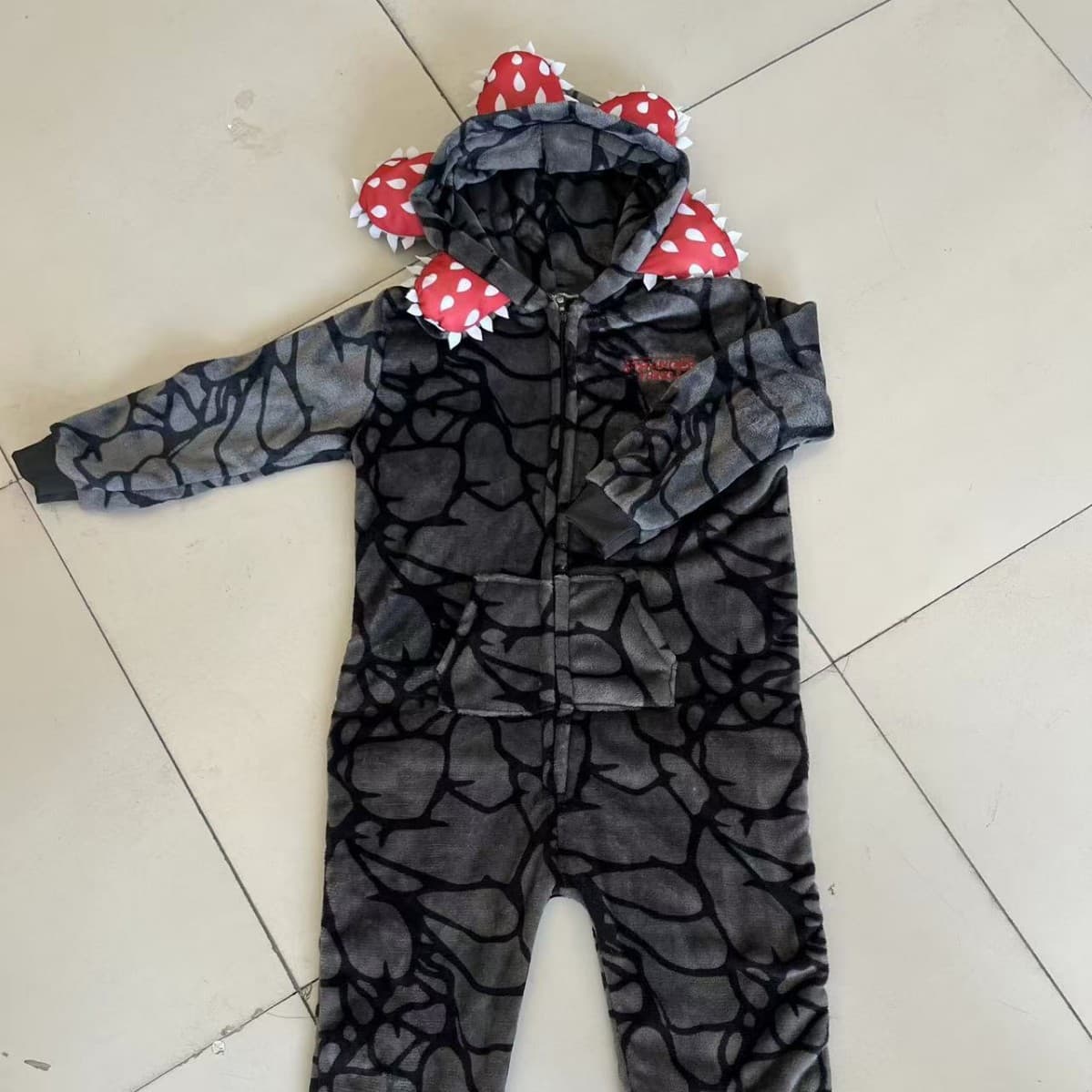 Cartoon Onesie Pajamas for Kids, Piranha Plant Flannel Family Matching Set, Autumn/Winter Halloween Cosplay Bodysuit Wearable Outside Homewear