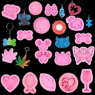 DIY Keychain Resin Mold, Heart Bone Wine Glass Butterfly Car Aromatherapy Wax Sheet Wardrobe Decor Silicone Mold