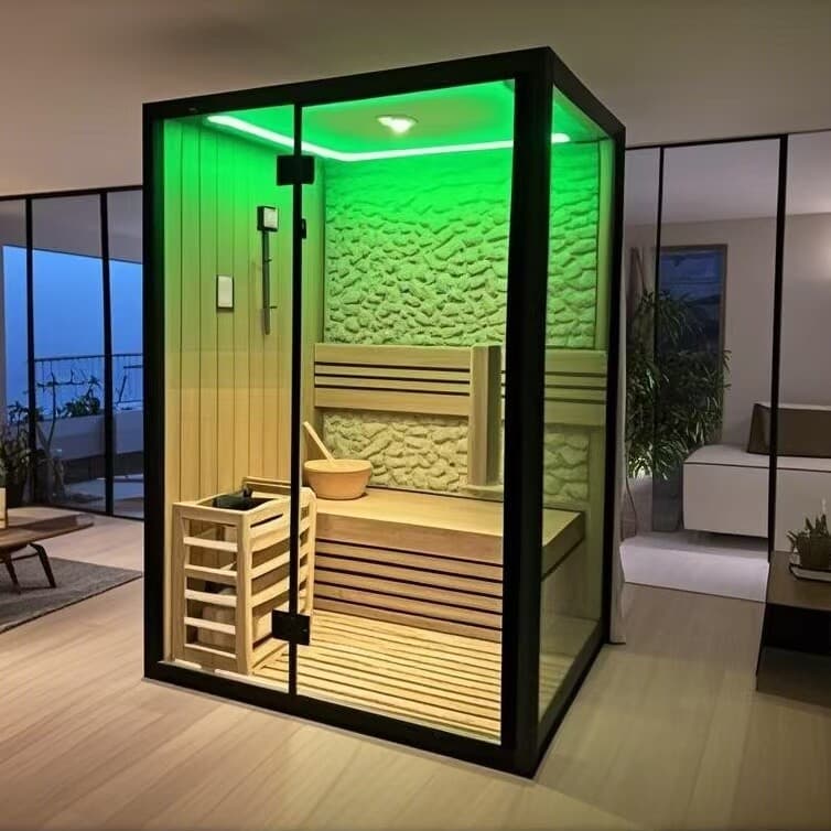 Home Steam Sauna Room with Water Pouring Sauna Stove, Dry Sauna Room for Single Person, Wet Steam Sauna Room for Two, Steam Sauna Heater Room
