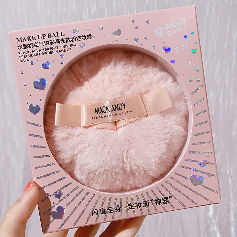 Trending Make Andy Peach Highlighter Ball Ins Style Loose Powder Shimmer Body Highlighter Powder Puff Pom Pom Setting Ball