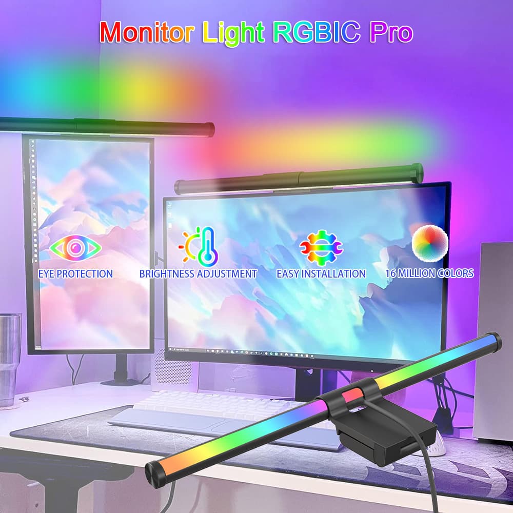 Double-Sided Emitting LED Eye-Protection Light Computer Screen Hanging Lamp Blue-Light Blocking Office Reading Desk Lamp