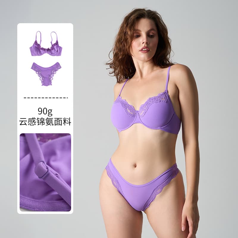 SKIMS style lace bra set, unpadded lingerie set with underwire panties