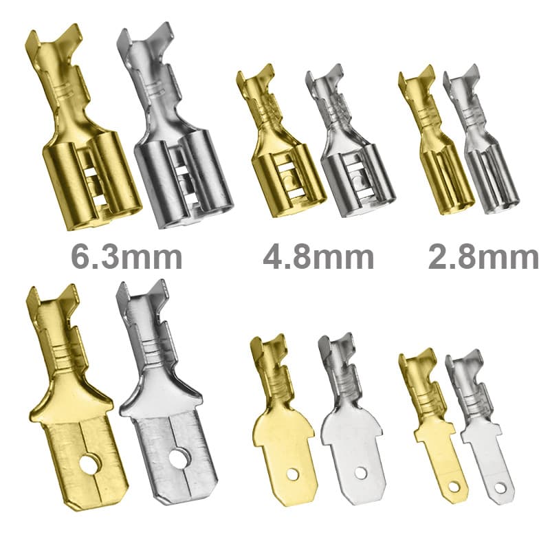 Exclusive for Cross-Border 2.8/4.8/6.3mm Female Spade Terminals, Cold Crimp Terminals 6.3mm Copper, Spade Terminal + Housing