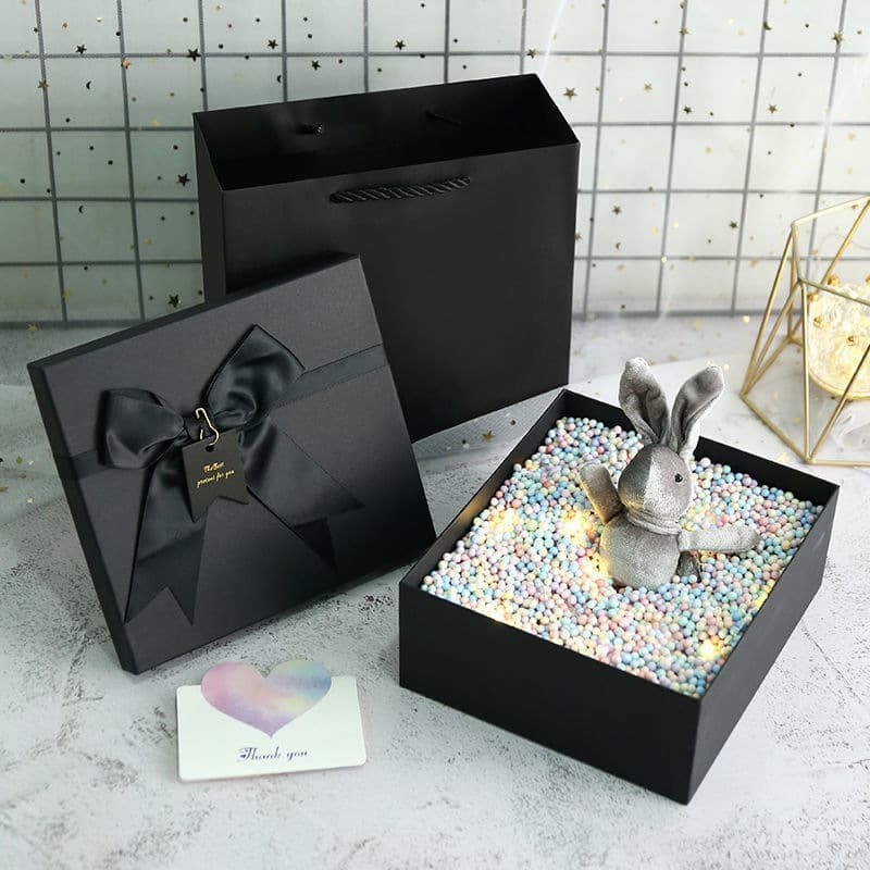 Gift Box Ins Style Black Gift Packaging Box Empty Box Birthday Gift for Men and Women Girl Heart Gift Box