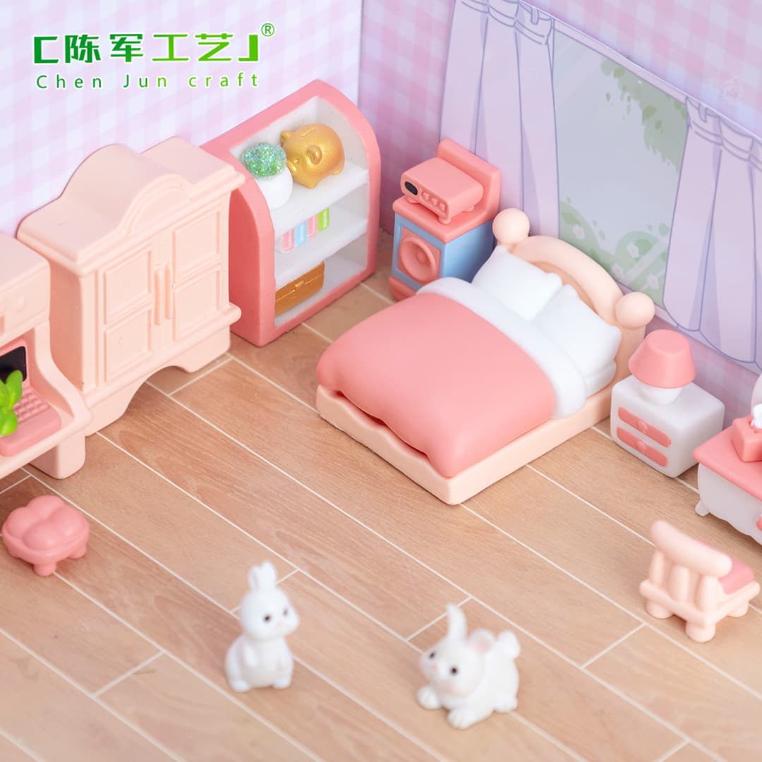 Micro landscape creative pink girly heart bedroom decoration accessories baby house diy miniature furniture model small ornaments
