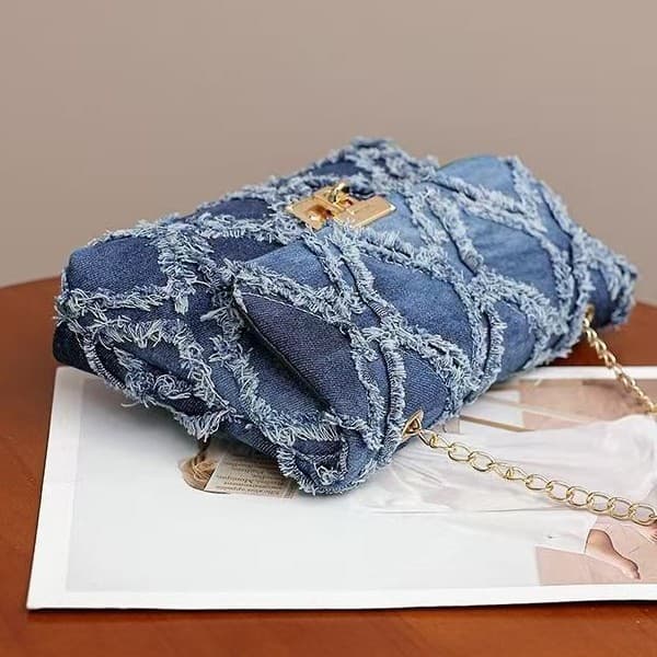 Women's Denim Chain Flap Small Square Bag High-Quality Quilted Versatile Fashion Luxury