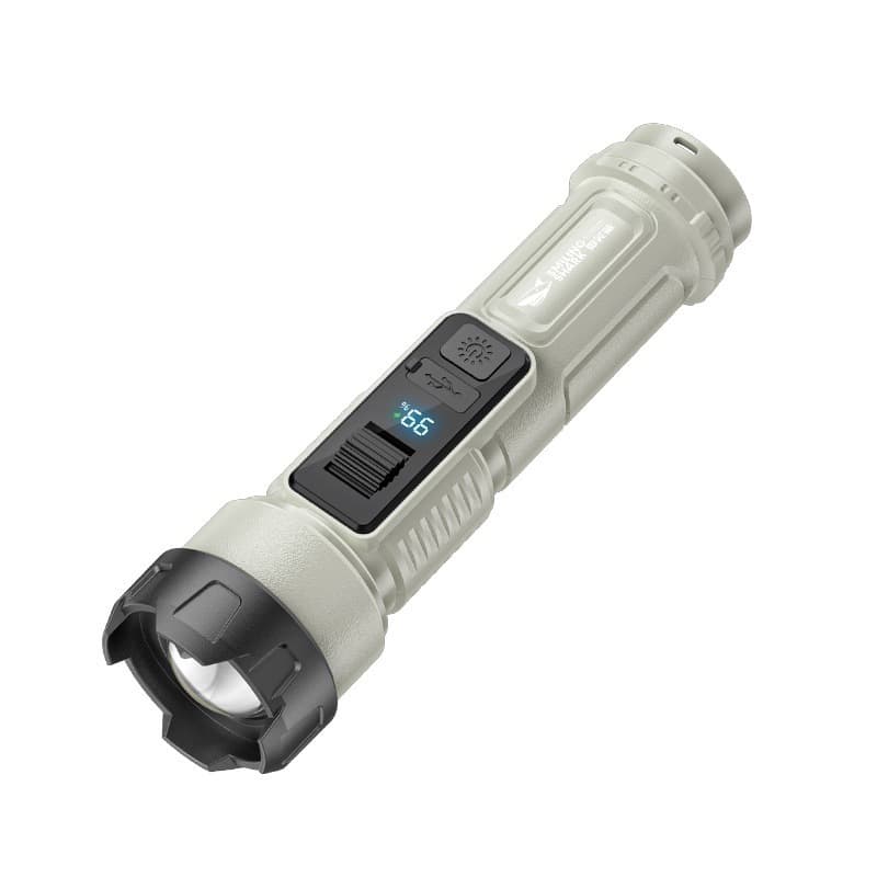 ABS ultra-light digital display zoom long-range rechargeable portable outdoor mountaineering lighting bright flashlight