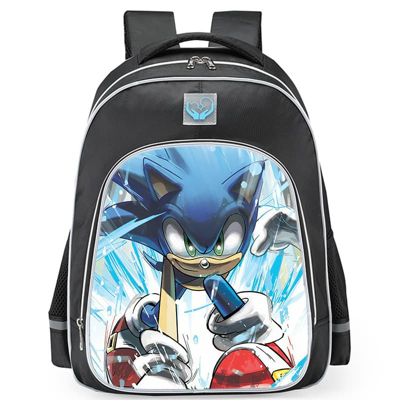 Children's Backpack Reflective Sonic Cartoon Print Schoolbag