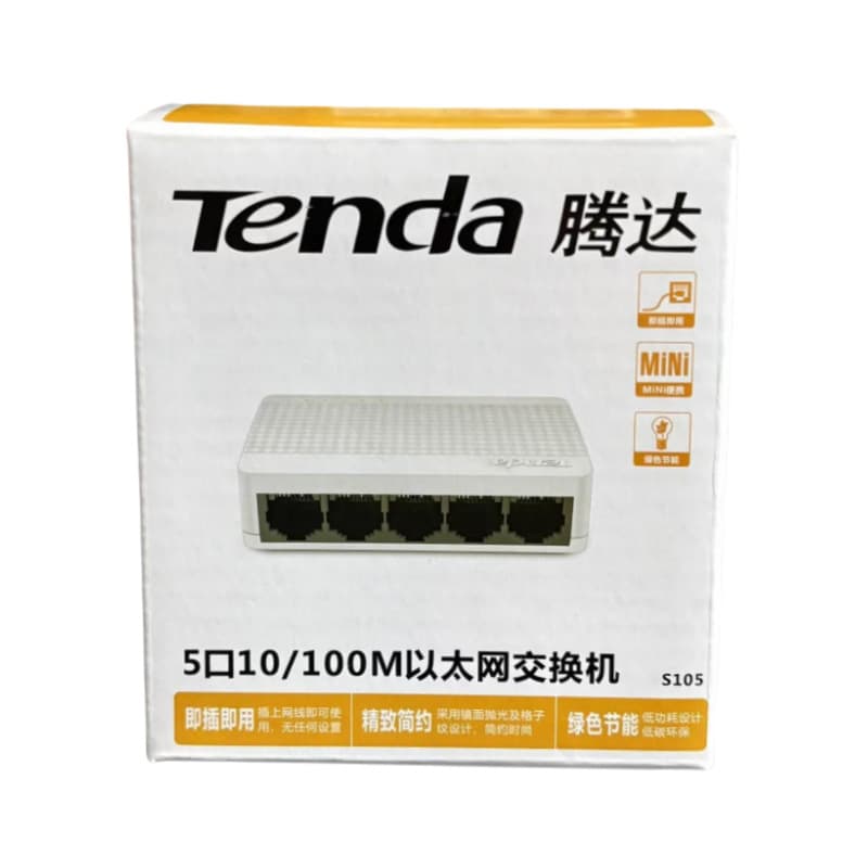 Tenda 5-Port Fast Ethernet Switch, Small Surveillance Switch, Network Splitter (1 to 4), Model S105