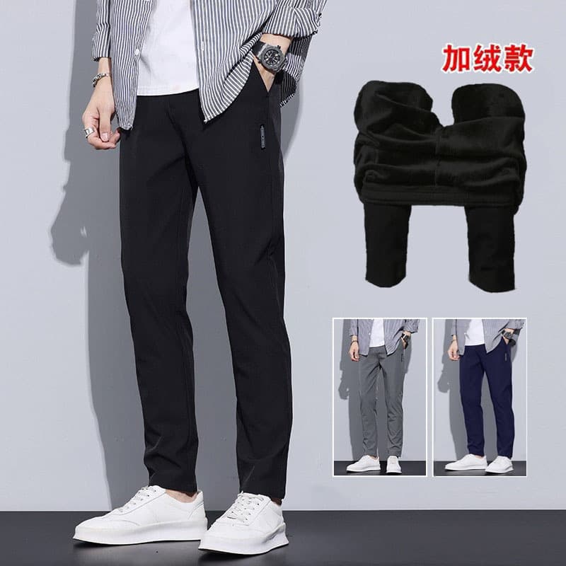 No-Fleece Warm Men's Autumn and Winter Casual Pants Straight Leg Sports Pants Versatile Young and Middle-Aged Men's Clothing Cost-Effective