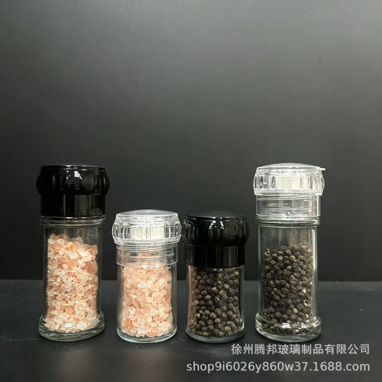 Manual Grinder Transparent Glass Kitchen Seasoning Bottle Black Pepper Grinder Spice Shaker