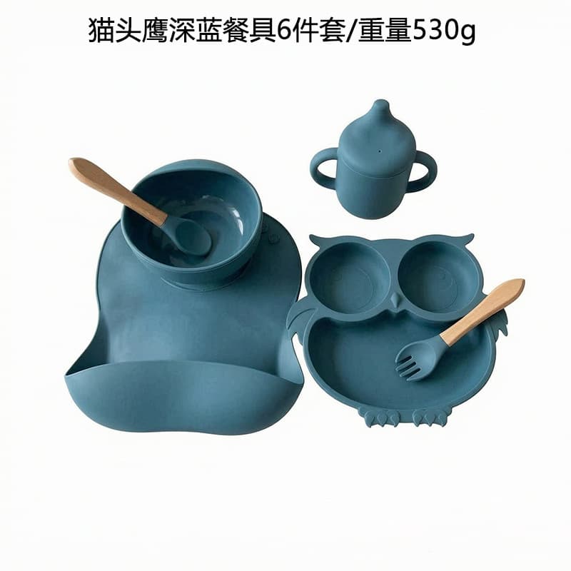 Cross-border Children's Tableware Set, 6-Piece Kids Plate Set, Baby Feeding Bowl, Silicone Tableware, Feeding Spoon