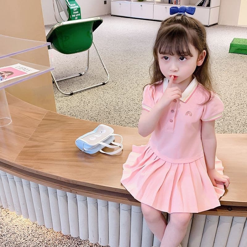 Girls Polo Skirt Summer 2026 New Style Children's Korean Style Pleated Skirt Princess Skirt Baby Summer Dress