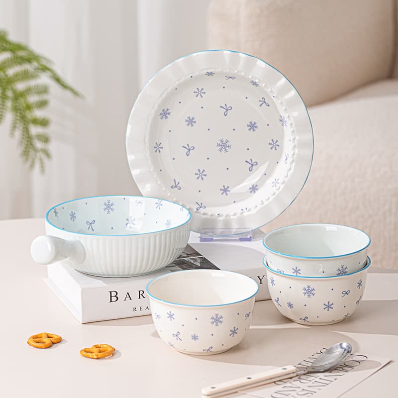 Dinnerware Set, Household Ceramic Bowl Set, Instant Noodle Bowls, Couple Bowl and Chopstick Set, Practical and Aesthetic Rice Bowls