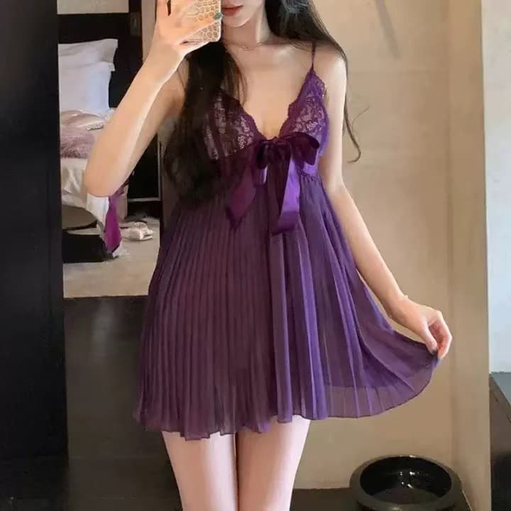 Zuijia large size sexy lingerie pajamas pure lust style sexy pleated nightgown date dress sweet royal sister