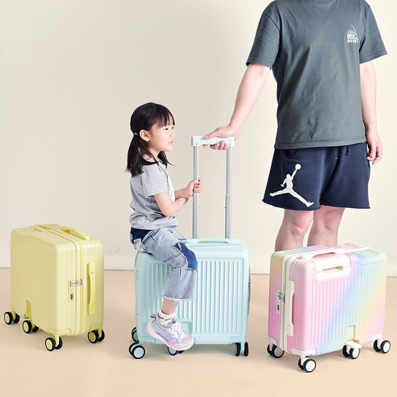 2025 New Ride-On Kids Suitcase Girls Small Lightweight 20-Inch Carry-On Luggage Travel Suitcase with Lock