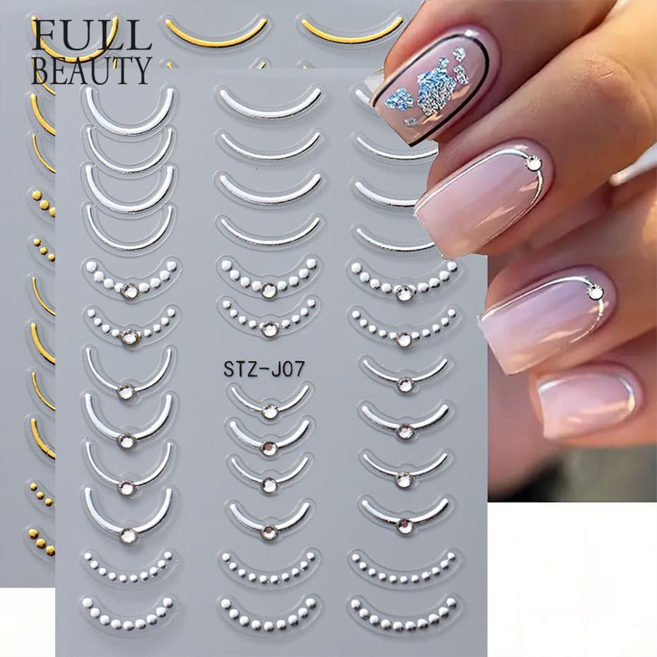 New Cross-Border Craft Nail Stickers Wholesale, Ins 3D Embossed 5D Premium Crystal French Nail Wraps