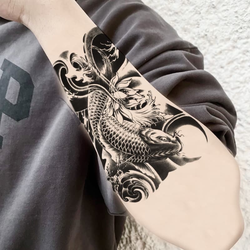 Flower Arm Tattoo Stickers Yuanhua Tattoo Stickers Manufacturer In Stock Wholesale Waterproof Half Arm Tattoos Cross-Border Supply