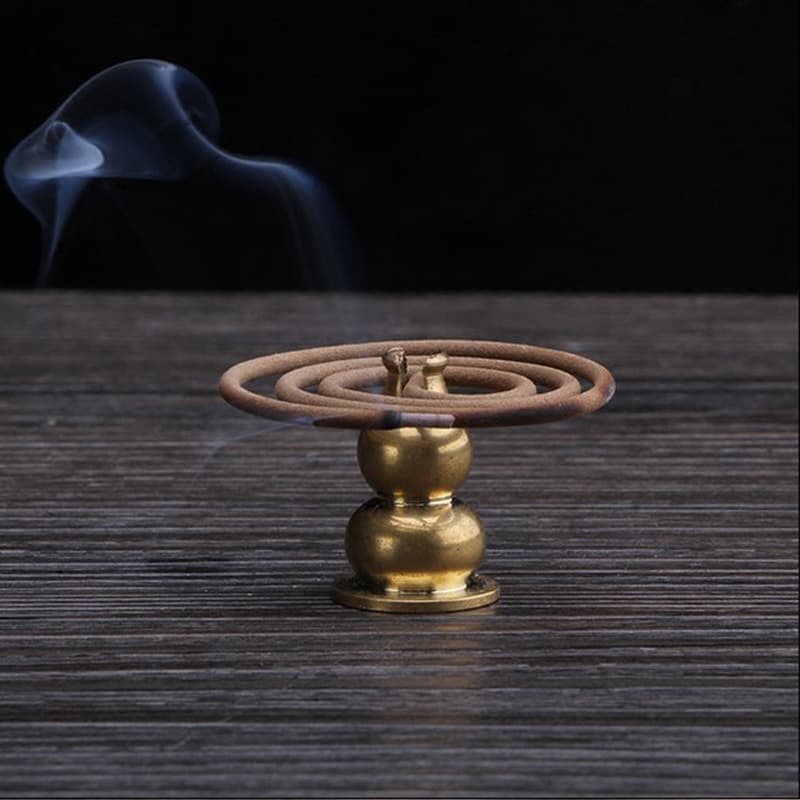 Gourd Agarwood Incense Holder, Alloy Material, Exquisite and Compact, for Coil and Stick Incense, Blessing and Joy Incense Way, Mini Incense Burner, Incense Stick