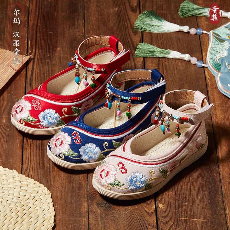 2024 Spring Old Beijing Cloth Shoes Baby Costume Performance Shoes Girls Hanfu Shoes Children's Embroidered Shoes