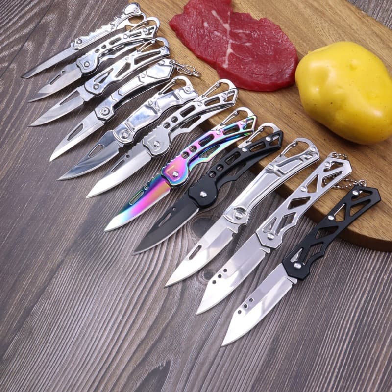 Outdoor Folding Knife Stainless Steel Mini Keychain Knife Portable Pocket Knife for Self-Defense