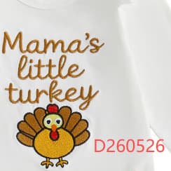 Baby and child's five-piece Thanksgiving dress set, turkey embroidered baggy dress + plaid cake skirt, socks and headband