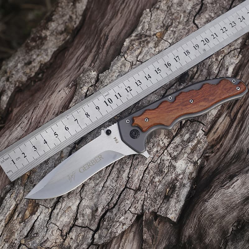 Outdoor Tactical Survival Portable Folding Knife Camping High Hardness Sharp Defense Folding Knife Multi-purpose Color Wooden Handle