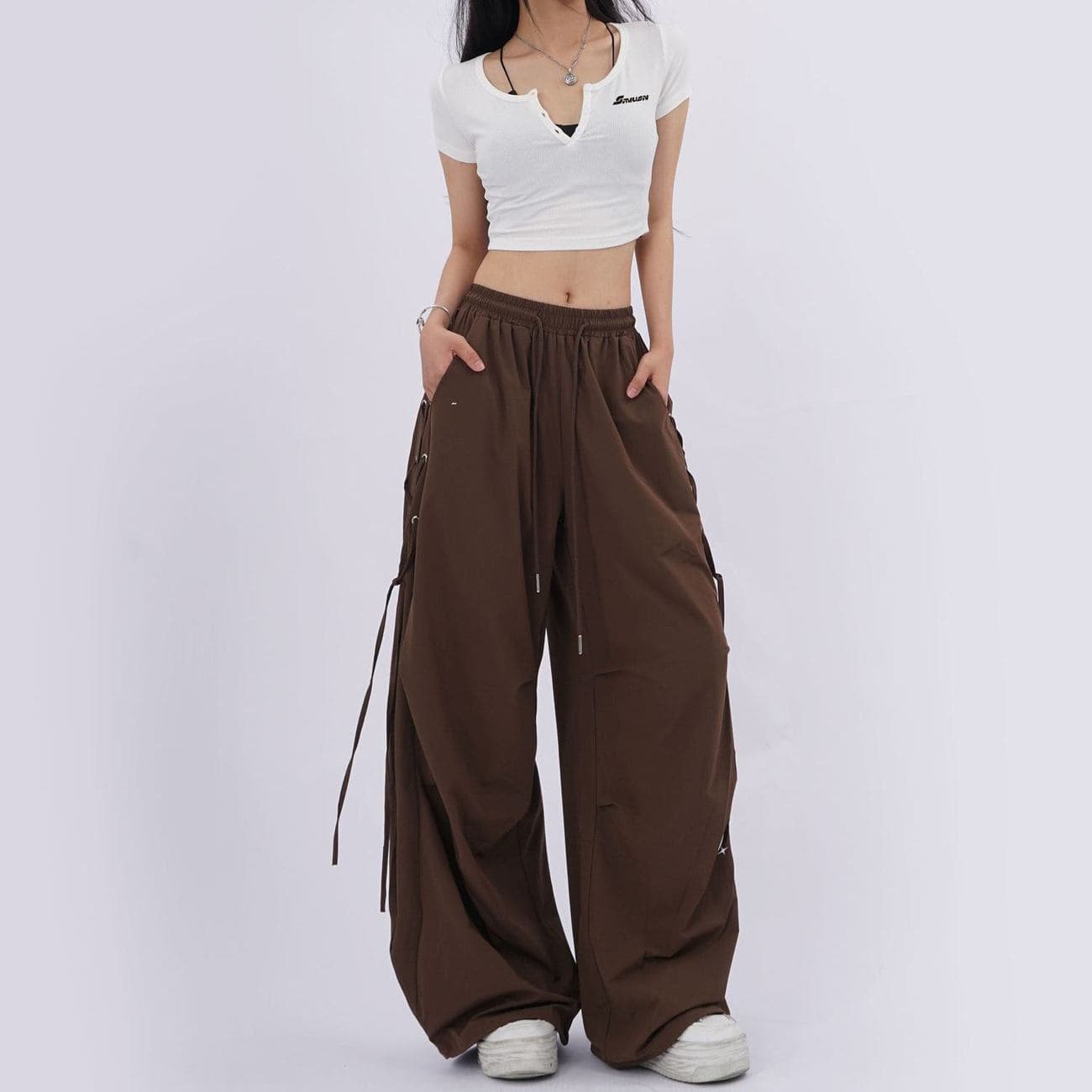 Summer High-Waist Slimming Versatile Wide-Leg Pants for Curvy Women, Plus-Size Cargo Pants for Women, Casual Jazz Dance Pants for Women