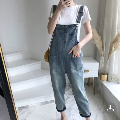 Women's Jeans 2026 New Style Korean Fashion Influencer Same Style Loose BF Hong Kong Retro Capri Suspender Pants