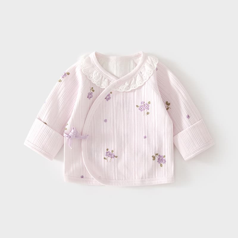 Newborn Baby Half-Back Cotton Solid Color Spring and Autumn Jacquard Monk-Style Bodysuit, Suitable for All Seasons